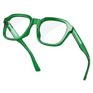 Oversized Square Blue Light Blocking Glasses Computer Green Frame Eyewear